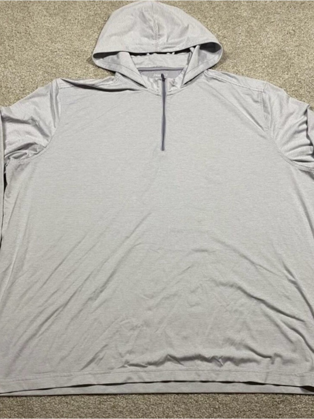 Johnnie-O Pullover Hoodie Mens 2XL Gray Striped UPF 50 Lightweight Athletic